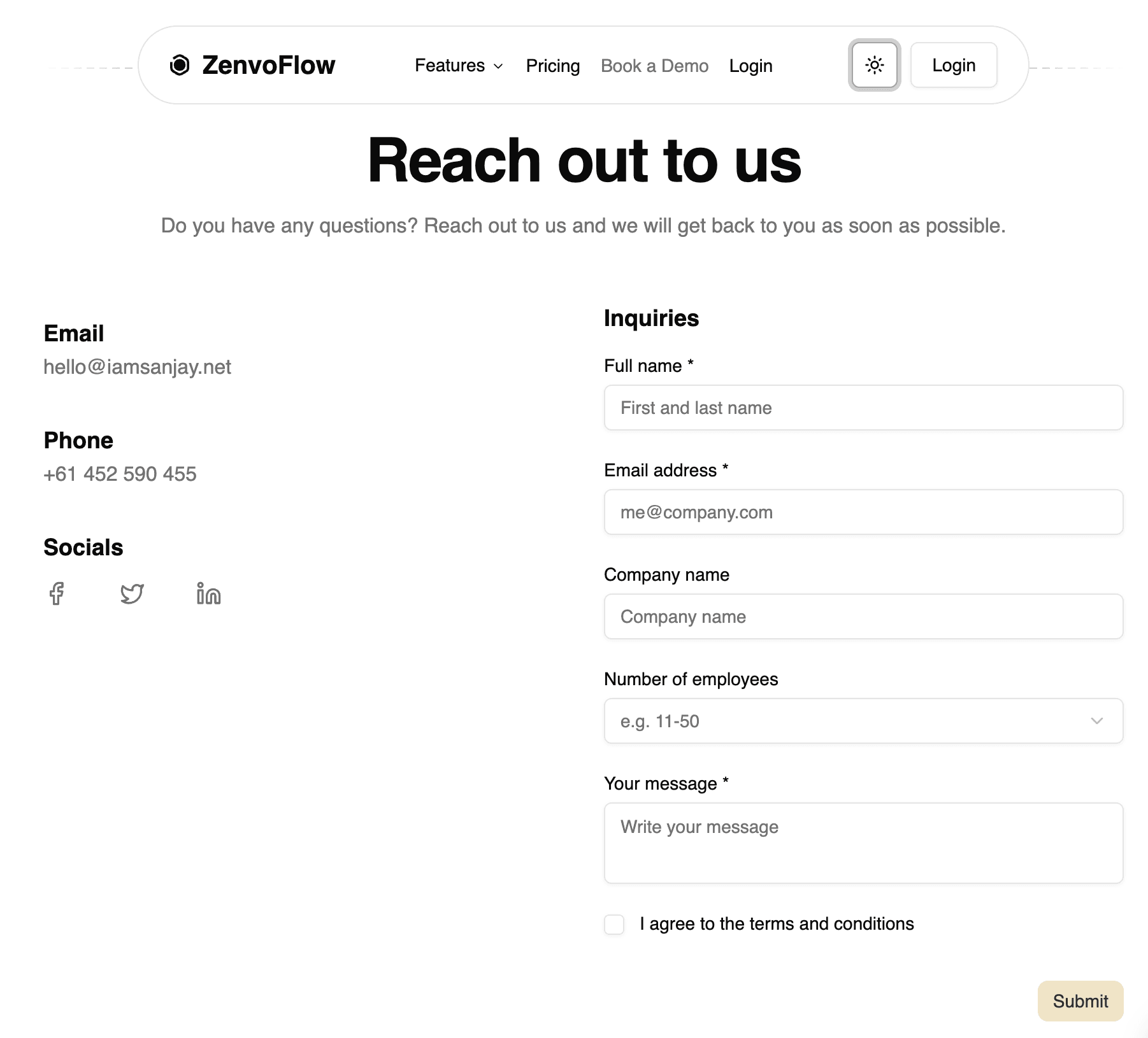 Sydney based support team interface